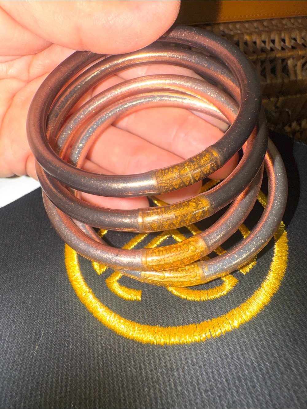 Budhagirl bangles Fawn~Rose Gold & Gold Stackable Bangle Set. size Medium. - Picture 7 of 11